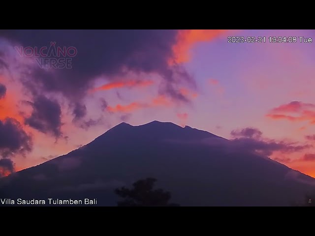 Agung Volcano SUNSET  Feb 21, 2023 Bali Indonesia: RARE Glimpse behind the clouds class=