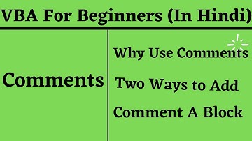 How To Add Comments In Excel VBA (In Hindi)