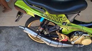 test knalpot standart racing 150 ribuan..guriiih..by, Md's suzuki crystal 110