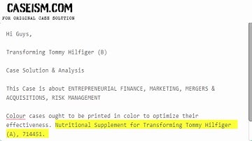 Transforming Tommy Hilfiger (B) Case Solution & Analysis Caseism.com