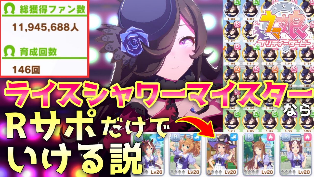動画 ウマ娘 育成146回 総獲得ファン1000万超えのライスシャワーマイスターなら自前サポート Rのみ でいける説 ウマ娘プリティーダービー 育成 攻略 ウマ娘の攻略 育成 因子 ガチャ動画まとめ