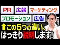 【完全解説】 PR・広報・マーケティング・プロモーション・広告の違い
