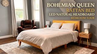 Bohemian Queen Rattan Bed LED Natural Headboard Bedroom Review - What You Need to Know