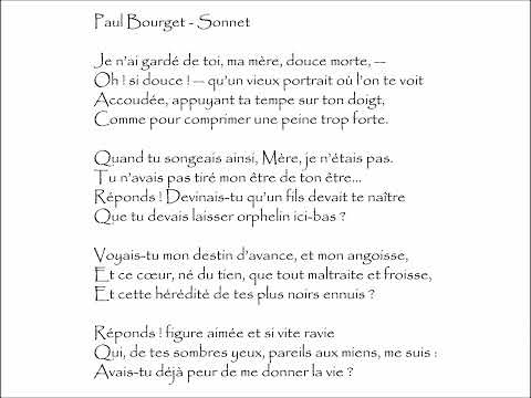 Bourget (Paul) : SONNET - Je n’ai gardé de toi, ma mère, douce morte, @PoemeMinute