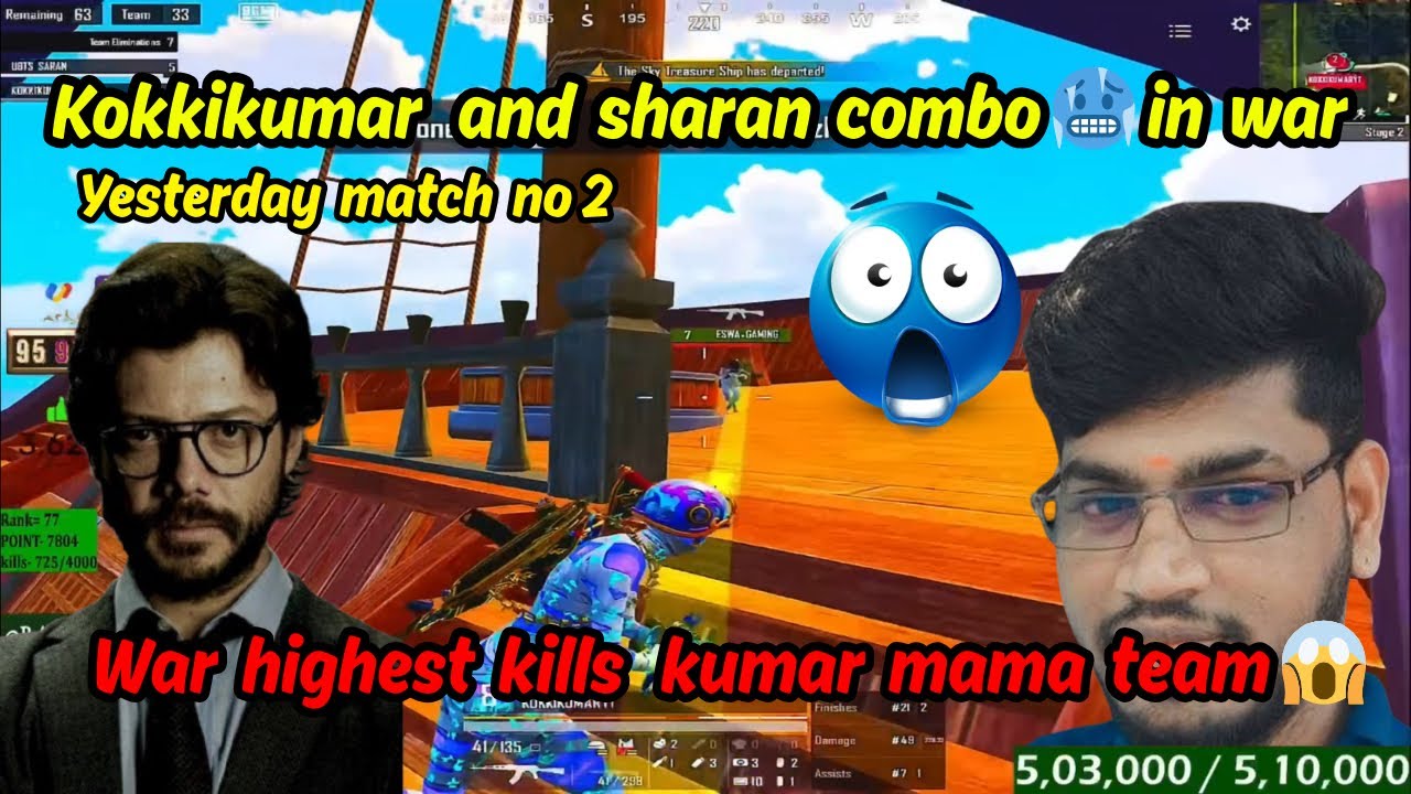 Yesterday match no 2 Kumar and sharan combo in war highest kills Kumar team #madanop #botsquadwar 