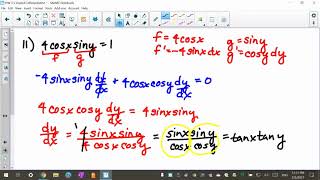 Calculus I Implicit Differentiation #2 & #14