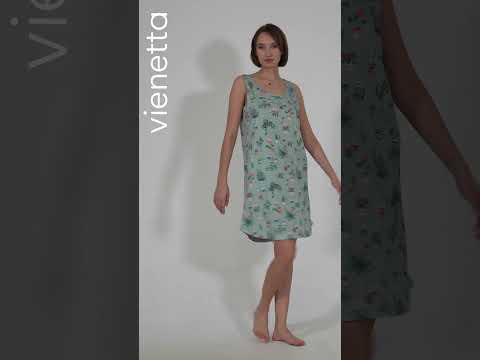 Купить Бавовняна туніка на широких бретельках VIENETTA 4083911889 в Украина в Lingerie.ua - Одяг для дому та відпочинку, Відео 2