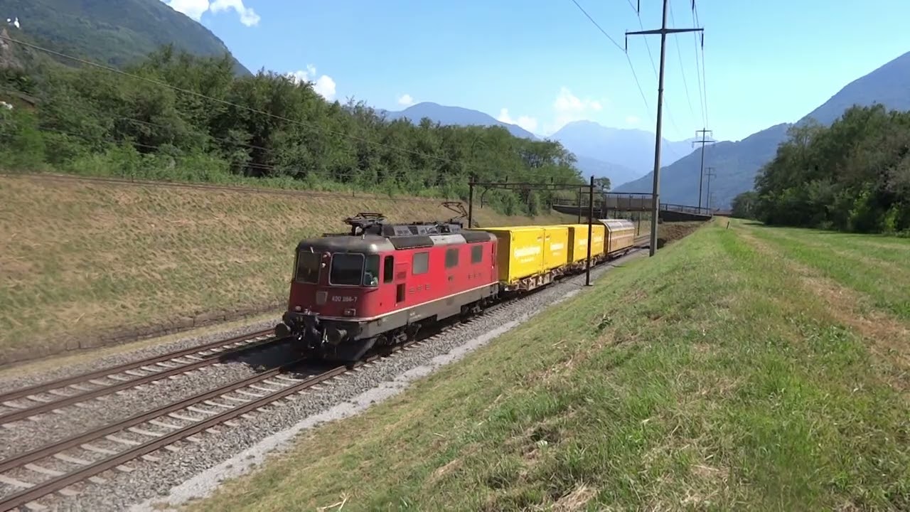 Bahnverkehr in Claro 14.07.2022 - LRZ, Fernverkehr & Transitgüter