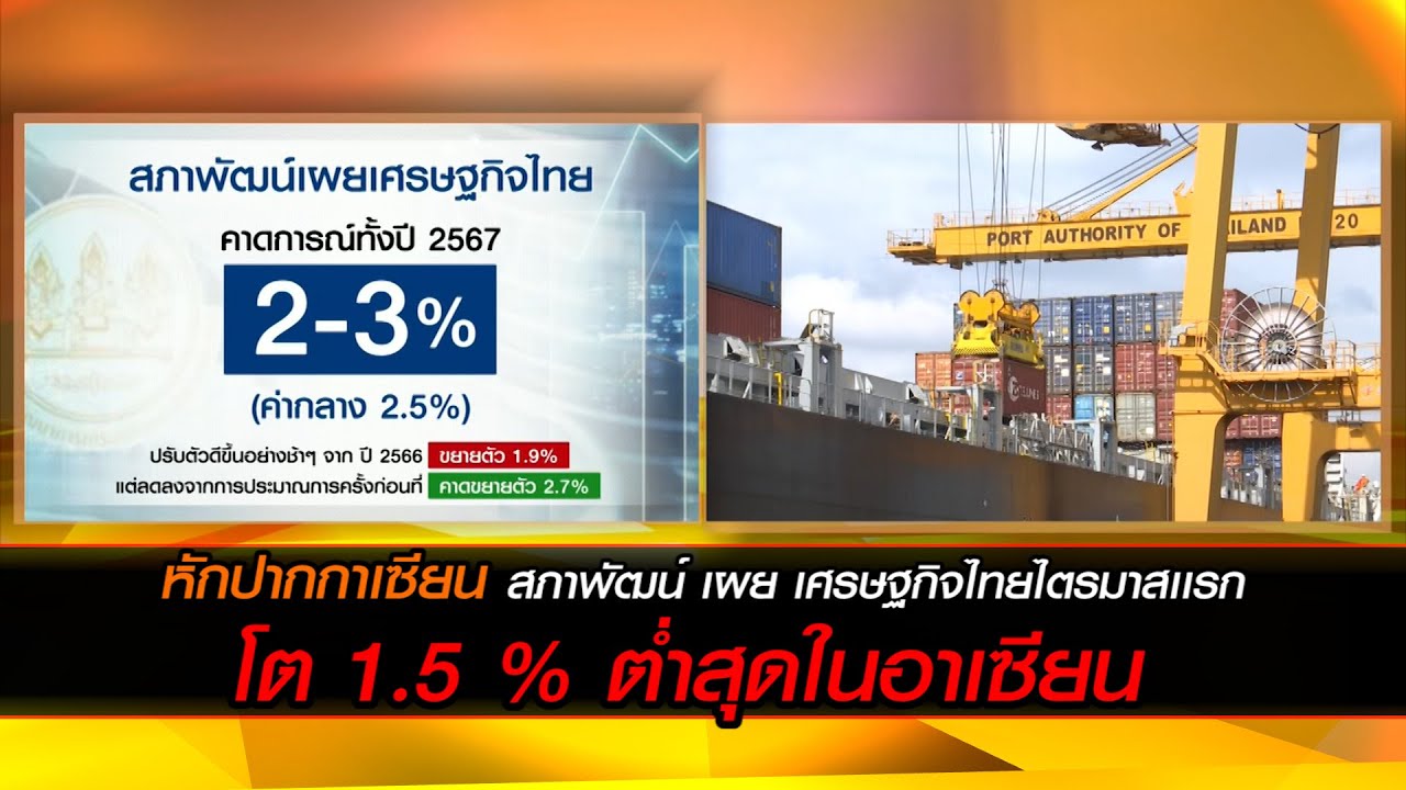 หักปากกาเซียน สภาพัฒน์ เผย เศรษฐกิจไทยไตรมาสเเรก โต 1.5 % ต่ำสุดในอาเซียน