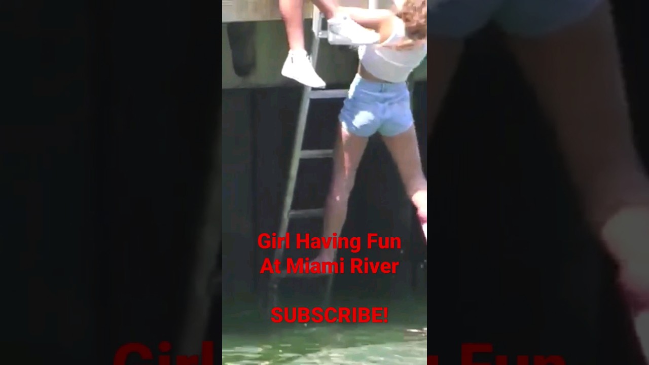 Girl Having Fun At Miami River