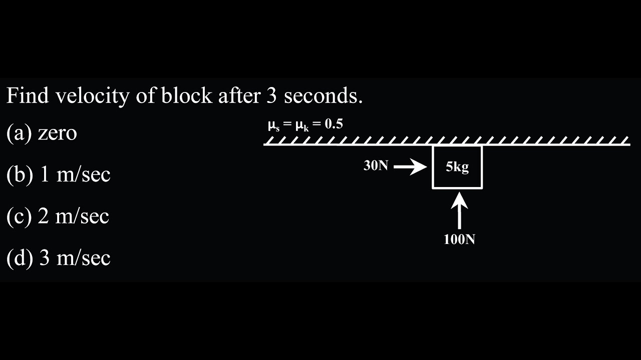 Find velocity of block after 3 seconds. LM DPP 07 Q54 - YouTube