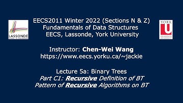 [HD] EECS2011 W22 - Lecture 5a - Part C1 - Binary Trees: Recursive Structure