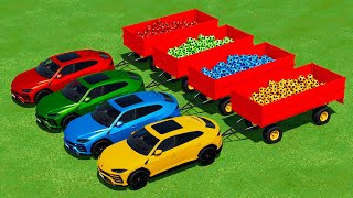 TRANSPORTING COLORED BALLS & GIANT FRUITS with COLORED PORSCHE TRACTORS - Farming Simulator 22 screenshot 4
