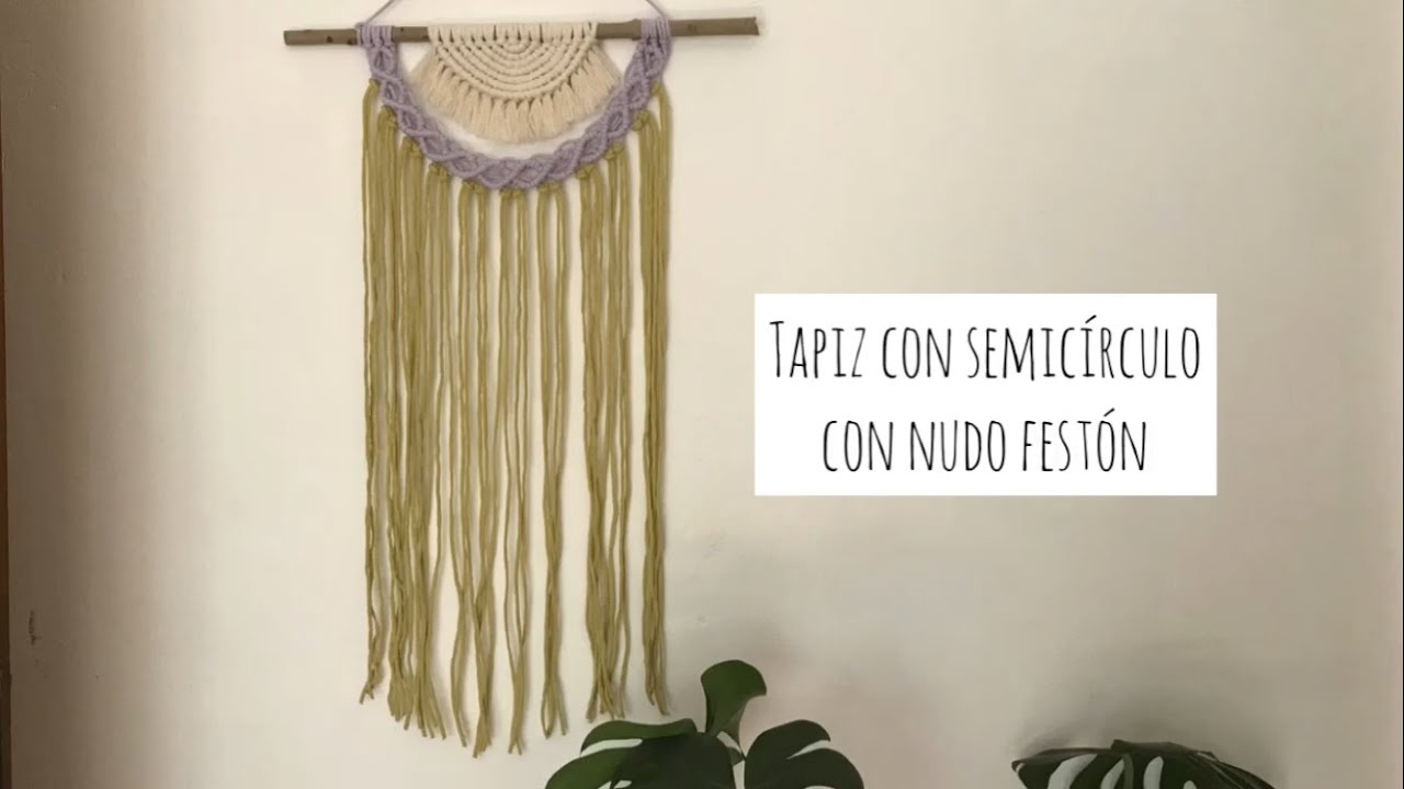 Tapiz macramé con Semicírculo con Nudo Festón