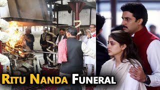 Ritu Nanda Family on her Funeral, Abhishek Bachchan Consoles Navya on Ritu Nanda Last Rites