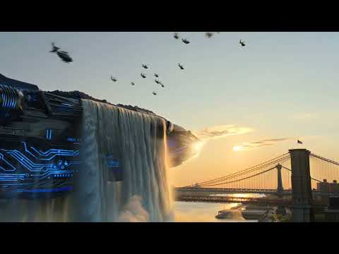 Massive alien spaceship rises over Manhattan — AI text-to-video.