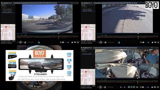 BOYO VTR1188M - 3 Channel Full HD Mirror Monitor with 360° Cabin, Front \u0026 Rear View Camera Recording