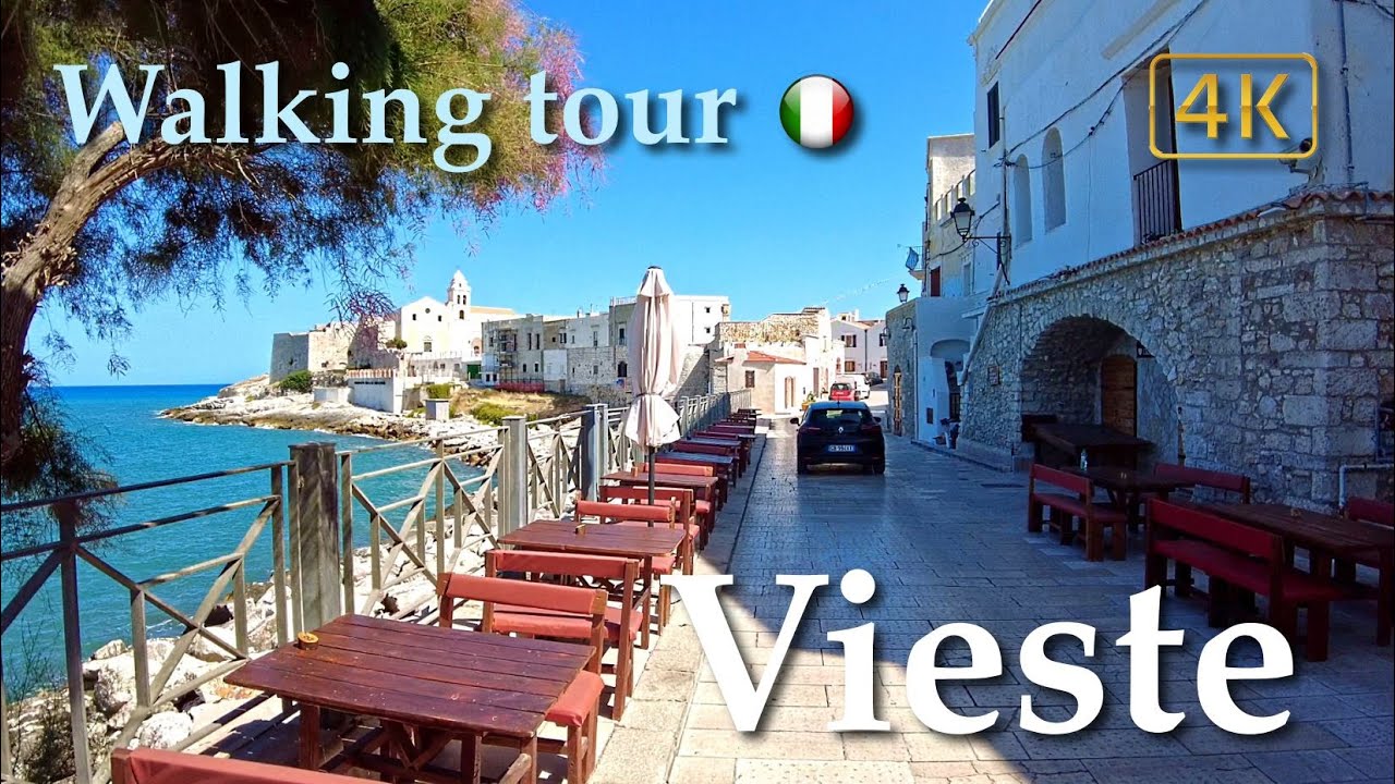 Vieste (Puglia), Italy【Walking Tour】History in Subtitles - 4K