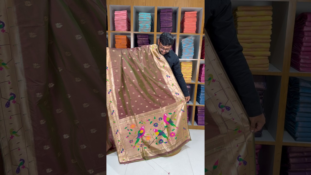 Pure Kanchipuram Paithani Silk Parrot Design Saree
