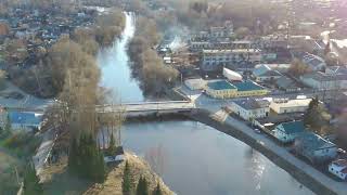 The city of Tikhvin in the Leningrad region of Russia. Video shooting from a drone. Тихвин с дрона.