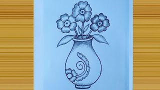 رسم اناء للزهور | رسم زهرة بسيطة | كيفية رسم زهرة | رسم مزهرية سهلة