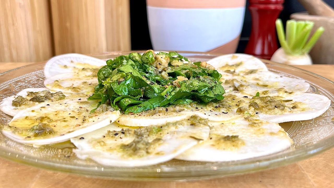 Navets fanes en carpaccio