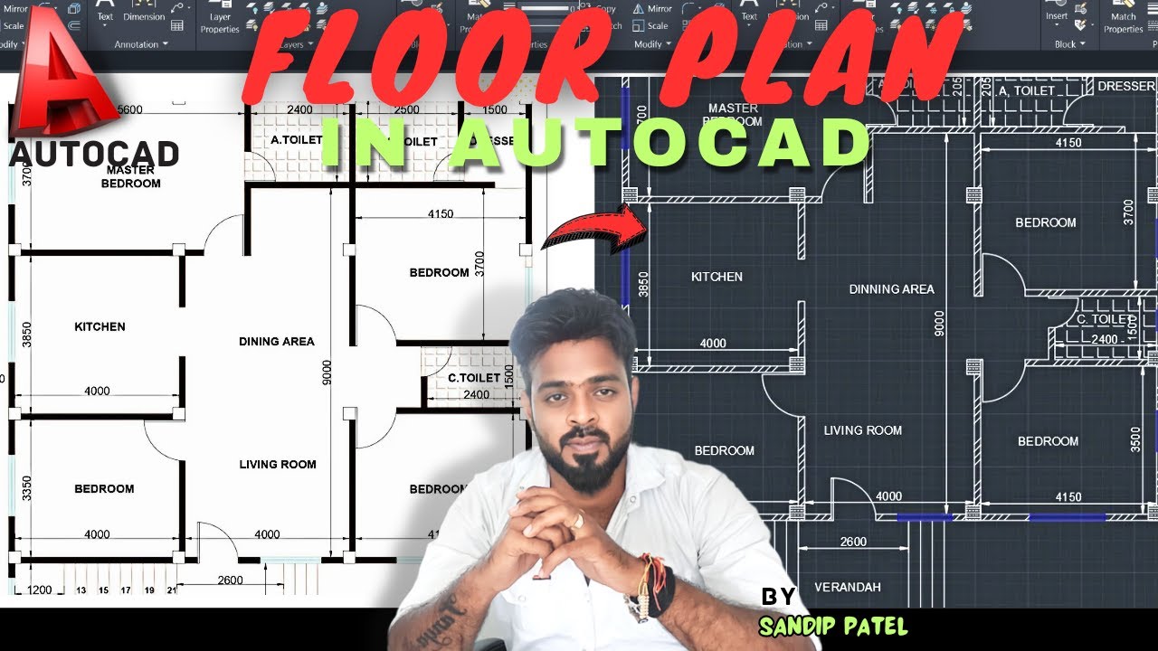 #21 - AUTOCAD FLOOR PLAN IN HINDI WITH DIMENSION || 2D AUTOCAD DRAWING ...