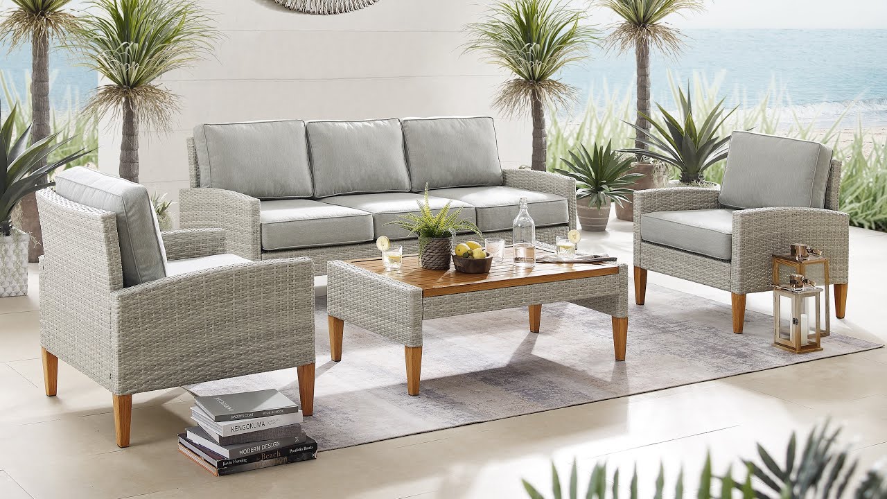Capella 3pc Wicker Outdoor Sofa Patio Furniture Set | Crosley