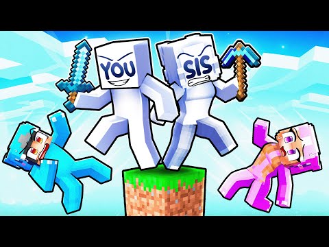 Your Twin Sister Meets MY CRAZY FAN GIRLS On ONE BLOCK in Minecraft!