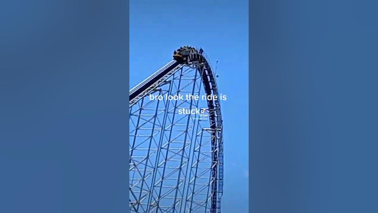 ride called millennium force gets stuck at the top of the ride 300ft in the air