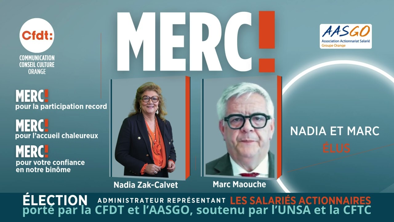 Participation record : 49 millions* de mercis - Avec 55,90 % de voix, Nadia et Marc sont élus.