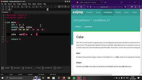 "Cake" in C programming language. #Eolymp problem  774.