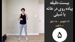 پیاده روی در خانه با شیلی ۲۰ دقیقه ۲.۴ کیلومتر و ۱.۵ مایل ۳۰۰۰ قدم Walk at home 20 mins 1.5 mile