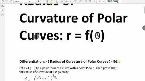 Differentiation: - ( Radius of curvature of polar curves ) - 96.