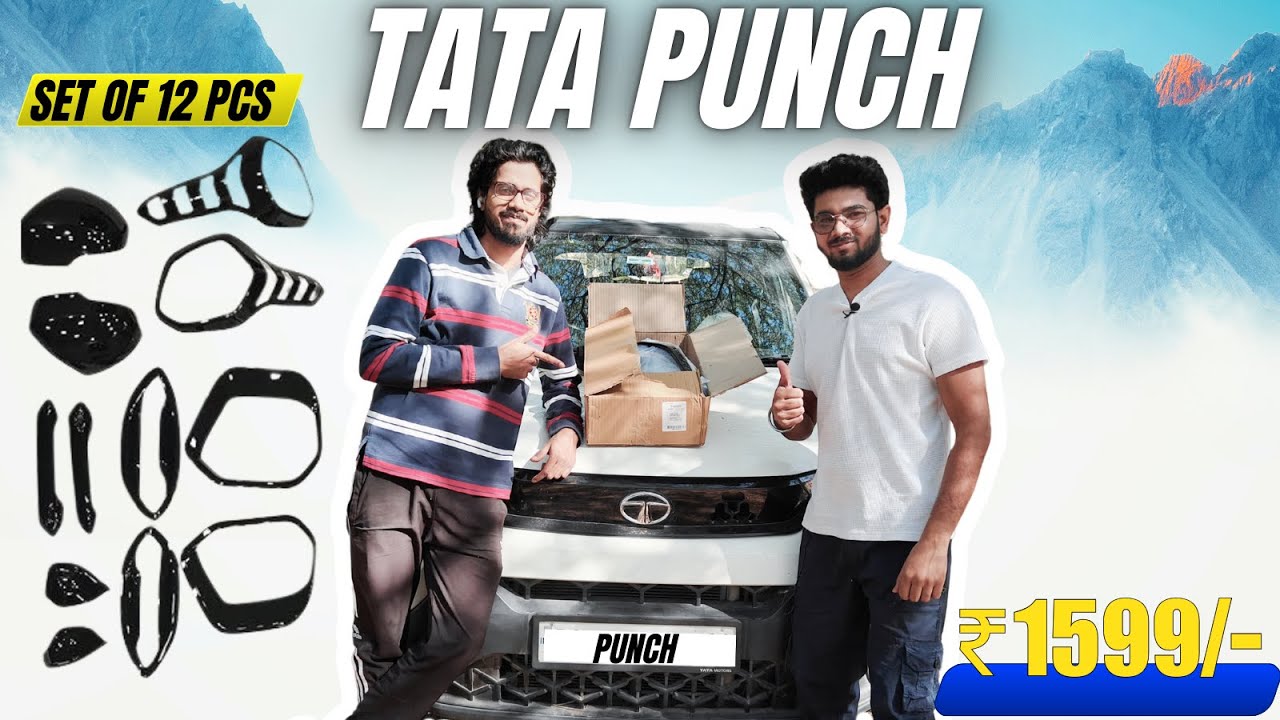 Tata Punch | Modification | Piano Black Chrome Accessories Combo Kit # ...