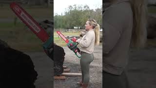 making cookies with a huge chainsaw!