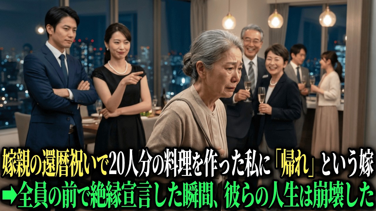 「片付けたら帰ってくれる？」嫁両親の還暦祝いで20人分のフルコースを一人で作らされた私。全援助を停止して絶縁宣言した瞬間に彼らの人生は崩壊した・・・【シニアのスカッと朗読】【老後の知恵】
