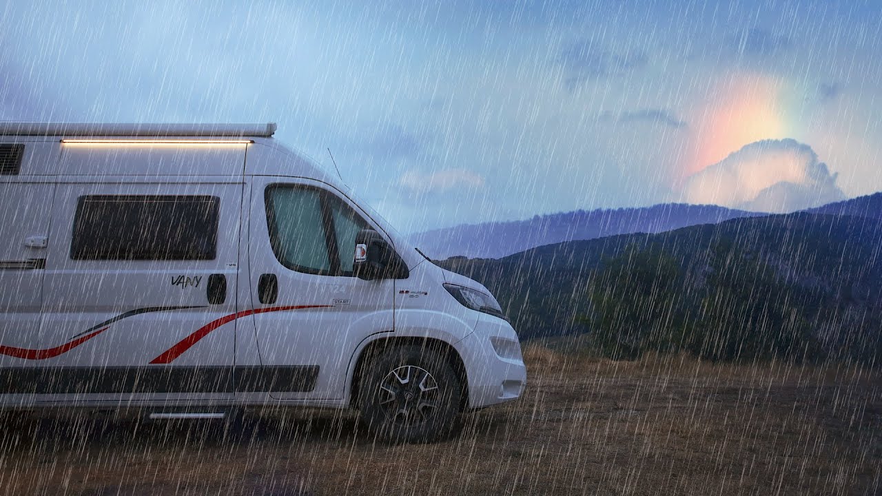 [14] Solo Van Camping in the Rain | Huge Thunderstorm | Comfort Food ...