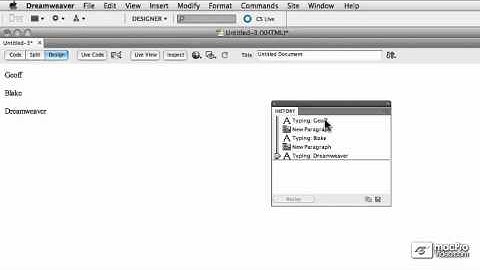 Dreamweaver CS5 101: Core Dreamweaver CS5 - 5 Using the History Panel