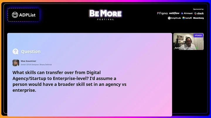 Design In Enterprise Vs. Digital Agency Or Startup w/ Anthony Viviano | ADPList BeMore Festival '22