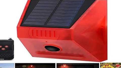 Solar Strobe Light Alarm Light With Remote Control Motion Detector 129dB Sound Security Siren Lamp I