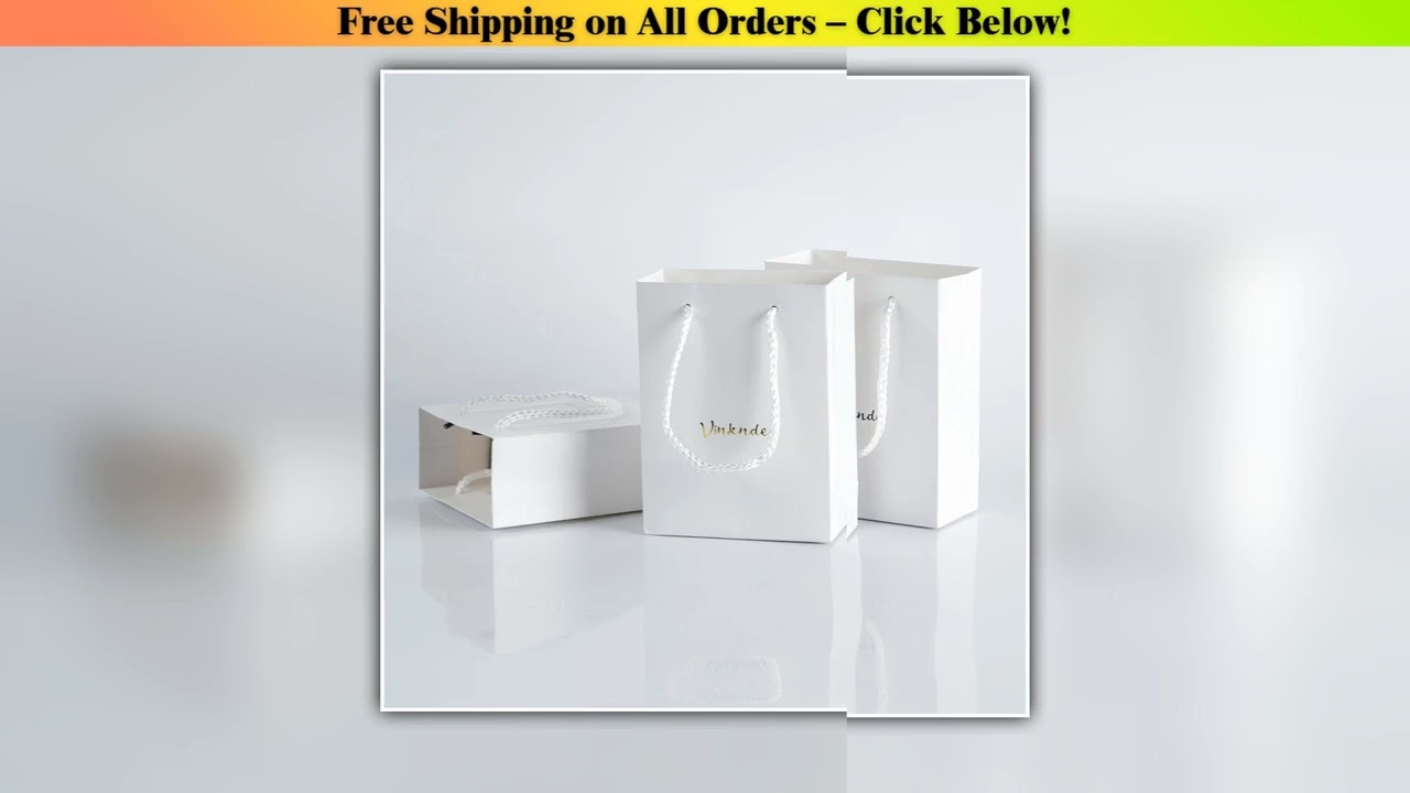 100 Custom Logo Luxury White Paper Tote Bag Brown Kraft Crafts Wax Shopping Food Storage Gift