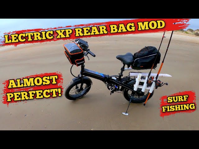 Lectric XP Bike Rear Bag Mod for Surf Fishing ~ Closer to
