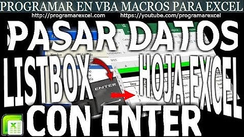 251 🔴 Pasar DATOS de 🔥 LISTBOX a Hoja EXCEL con ENTER
