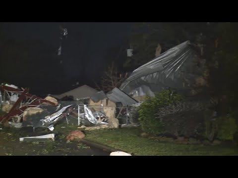 Tornado leaves behind damaged buildings in Humble, Texas - YouTube
