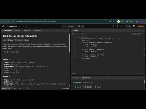 1768  Merge Strings Alternately