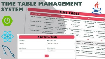 Timetable Management System Project using Spring Boot and React JS | Java Full Stack Project