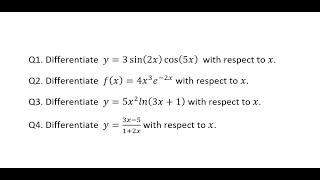[20220426] Calculus - Solutions of 4 Basic Differentiation Problems
