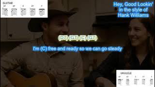 Hey Good Lookin' (no capo) in the style of Hank Williams play along with scrolling chords and lyrics