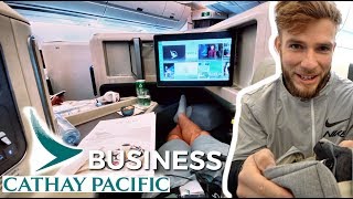 Cathay Pacific A350 BUSINESS Class Lounge and Flight REVIEW